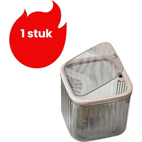 Mini poubelle de rangement gris translucide avec bouton poussoir pour comptoir de cuisine et table de chevet (1/5)