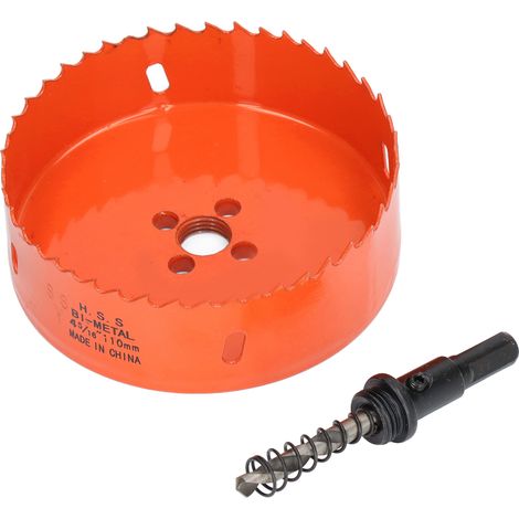 Scie cloche bimétallique HSS avec arbre robuste pour planches de Cornhole, bois, PVC, métal, pièces de perceuse électrique, 4 5/16 po (110 mm)