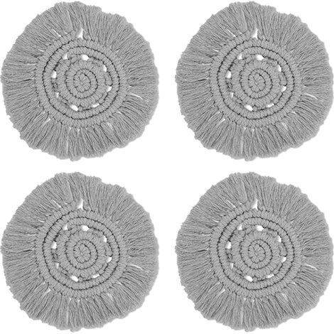 Dessous de verre beiges absorbants, lot de dessous de verre tissés à la main, pour protéger votre table en bois. Idéal pour une pendaison de crémaillère. (1/5)