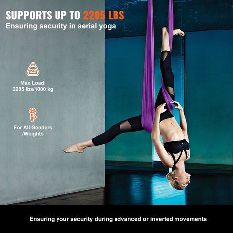 Hamac de Yoga Aérien 8x2 8 m Kit Balançoire de Yoga Inversion (1/5)