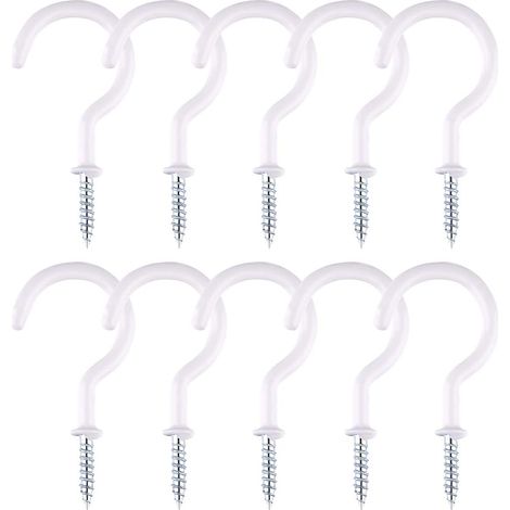 TUPARKA 10er-Pack 5 cm (2 Zoll) große Schraubhaken für die Decke in Bad, Küche und an der Decke, weiß (1/5)