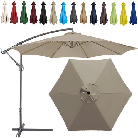 Auvent De Remplacement pour Parasol , Toile De Parasol Déporté Remplacement Pour Cour, Jardin, Plage, Protection UV,8ribs-350cm,Vert Foncé