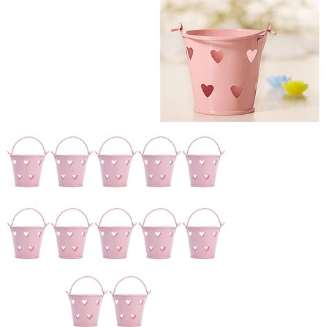 Cubo pequeño de metal, mini cubo portátil con forma de corazón y perfil hueco, multifuncional, decorativo, para bebidas, dulces, comida, cafeterías, cocinas, restaurantes, eventos, hogar, oficina, alm (1/5)