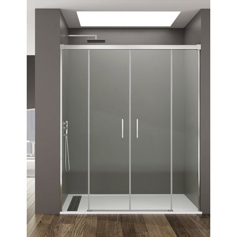 ALLSTONE BASIC Duschabtrennung 2+2 ohne Bodenprofil 5 Farben 2 Glasarten 6mm in Aluminium Chrom-profil 172-182 cm Transparentes glas (1/4)