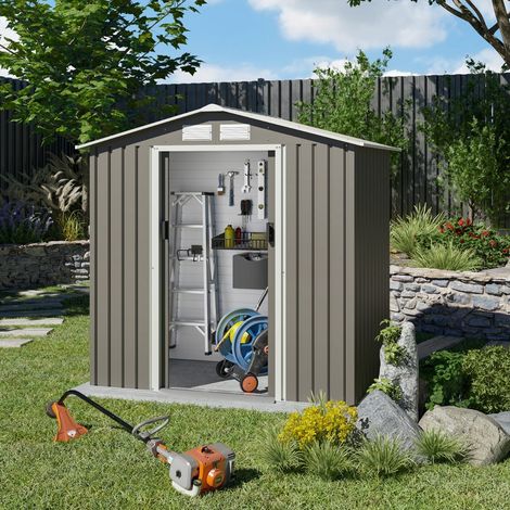 Trigano – Abri de jardin métal 2,12 m² – Charpente renforcée pour durabilité – Double porte coulissante – Grilles de ventilation intégrées