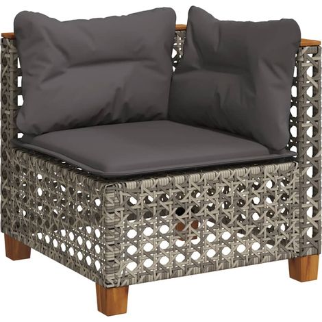 vidaXL Divano Angolare da Giardino con Cuscini Grigio in Polyrattan