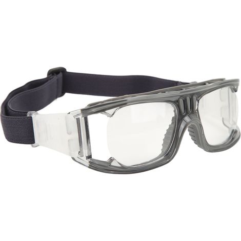 Lunettes de sport résistantes aux chocs et antibuée, avec bandeau ajustable, pour basketball, course à pied et cyclisme (gris). (1/5)