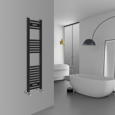 WarmeHaus Curved Black Bathroom Ladder Radiator 1200x300mm