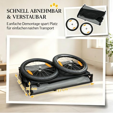 Remorque vélo pour chien avec roues pneumatiques 20" - cadre métal et tissu Oxford 600D (1/5)