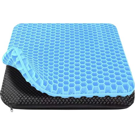 Coussin Anti escarre – Convient aux chaises de Bureau, Voitures et fauteuils roulants, Respirant et Confortable, avec Housse Amovible et Base antidérapante(Bleu Clair) (1/4)