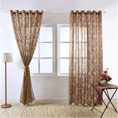 pair Rideau Voilage - Tissu marron - 100x250 cm (1/4)