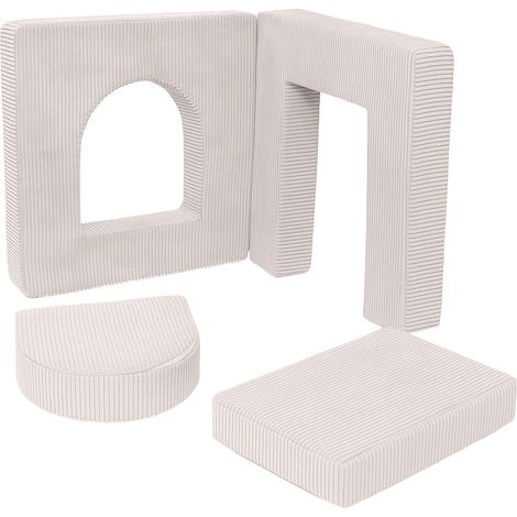 Meowbaby Matelas Écru Arche pour canapé de jeu modulable Premium 160cm en Corduroy à larges côtes Aesthetic (1/5)