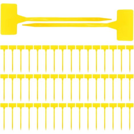 50 etiquetas para plantas, etiquetas para jardín exterior, etiquetas grandes de plástico para huerto, etiquetas reutilizables para cultivo - Amarillas (30 x 9 cm) (1/5)
