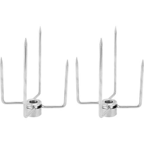 Fourchette à rôtir à 4 griffes en acier inoxydable 304 électroplaqué, pour broche de 1 cm (0,4 po), lot de 2 (1/5)