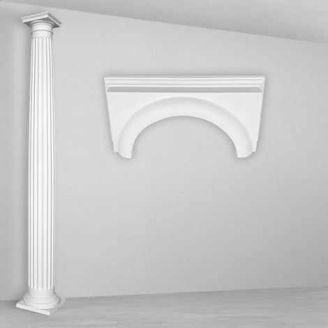 Colonne e mezze colonne rotonde scanalate stucco selezione 203mm N3120: Semicircolare, Capitale