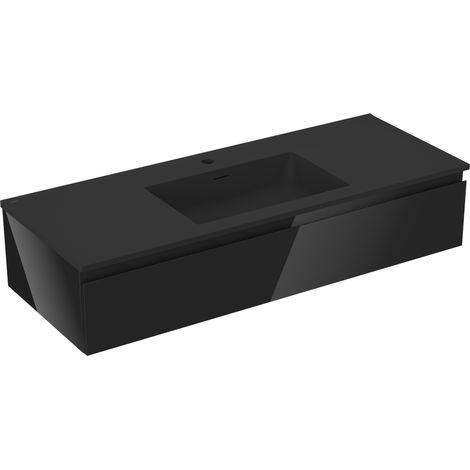 Mexen Orio mueble de baño de 120 cm con lavabo Otis, 1 cajón, negro brillo/negro mate - 91A10-12023-1-BF70-W18M71 (1/5)