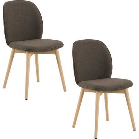 Lot de 2 chaises en tissu avec pieds en bois LOUISE