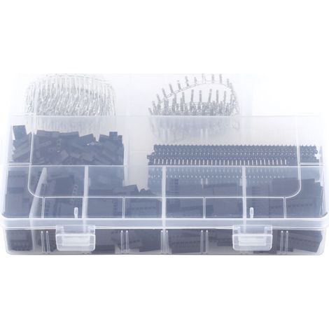 Kit de 1450 connecteurs mâles et femelles de 2,54 mm avec boîtier pour la réalisation de câbles de connexion. (1/5)