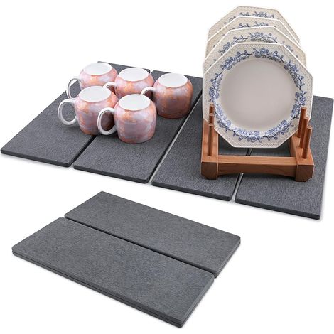 Tapis De Sechage En Terre De Diatomée - 60 X 38 Cm - Pour Evier Et Plan De Travail De Cuisine - Plieable En 4 Panneaux - 1 Piece (1/5)
