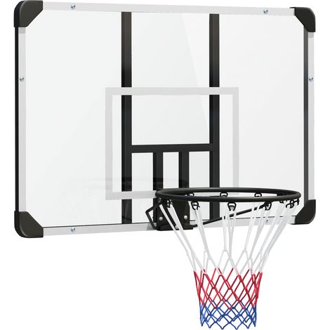 Canestro da basket da parete con tabellone e rete in acciaio nero 113 x 61 x 73 cm (1/5)