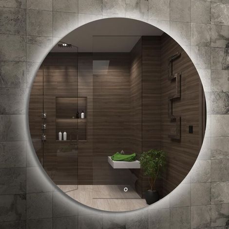 Runder Badezimmerspiegel (50 cm Durchmesser) mit LED-Beleuchtung, runder LED-Badezimmerspiegel mit Touch-Schalter, runder Spiegel mit Beleuchtung (1/4)