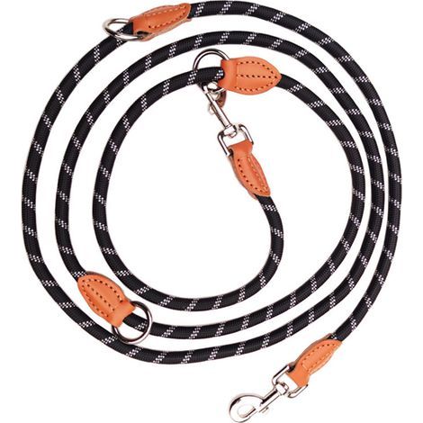 Laisse double réglable pour grands chiens, 200 cm, noir, 1,3 cm (1/5)