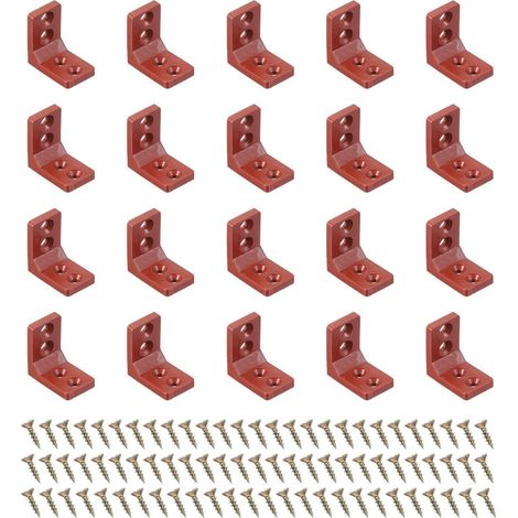 20 Pack Plastique Équerres D'angle 27x27x16.5mm Support En L Marron (1/5)