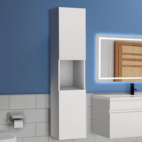 Acezanble 30(L)x30(P)x131.5(H)cm Acezanble meuble Salle de Bain blanc meuble colonne salle de bain à suspendre