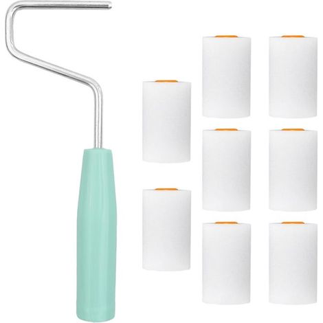 9 pièces kit rouleau peinture,avec 8 Manchons petit rouleau peinture,petit rouleau peinture,Poignée antidérapante, Pour Décoration Murale
