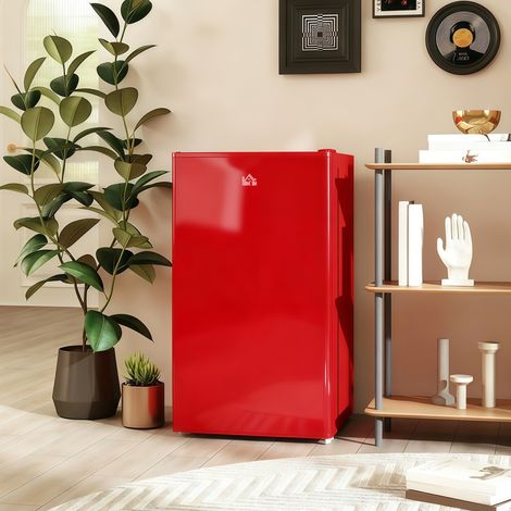 Nevera Pequeña con Congelador 91L Silenciosa Puerta Reversible Temperatura Regulable y Estantes Ajustables Rojo (1/5)
