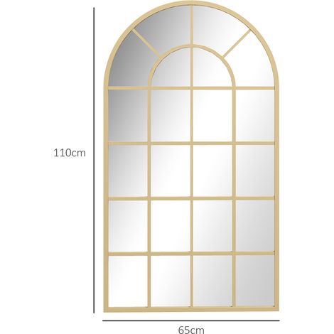 Miroir mural décoratif 110 x 62 cm, miroir de dressing à fixer, cadre métallique doré, idéal pour chambre, salon et entrée (1/5)