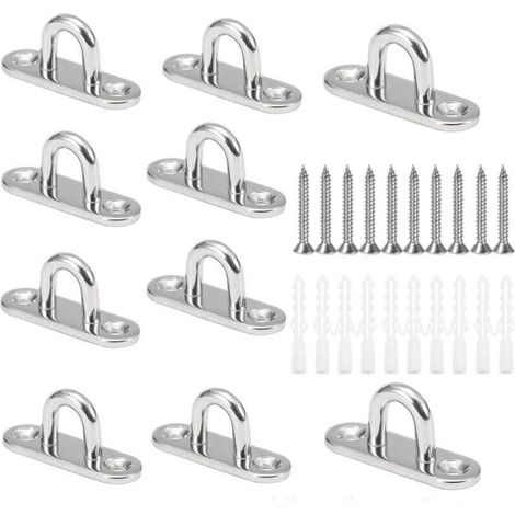 10 Pièces M5 Crochets de Plafond en Forme U en Acier Inoxydable 304 de Base 15 x 45mm Support Mural Plaques à Oeil (1/5)