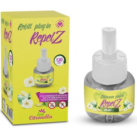 Trade Shop - SET 12PZ RICARICA PER DIFFUSORE PLUG IN REPEL Z ESSENZA CITRONELLA 120 ORE 48ML 034613 -