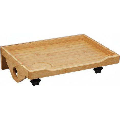 Tablette de lit peu encombrante à fixer support réveil livre lunettes 45 x 25 x 10 cm en bambou naturel (1/4)