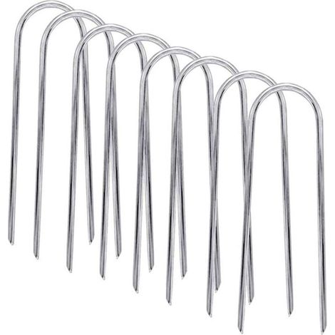 Piquets anti-vent U acier galvanisé, pointus, ancrage sol, tente camping but jardin (1/4)