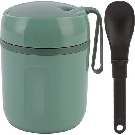 Bidon Isotherme Double Paroi 480ml Acier Inoxydable 304 pour Repas Bureau École Voyage Camping Vert (1/5)
