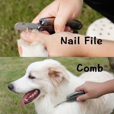 Coupe-ongles pour chiens anxieux et sensibles, lames tranchantes, design compact 3 en 1 avec lime à ongles et peigne intégrés, 1 pièce (1/4)