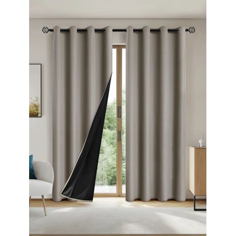 Lot de 2 Rideaux Occultants 100x160cm - Isolation Thermique et Protection Solaire, Pour Chambre et Salon (1/5)