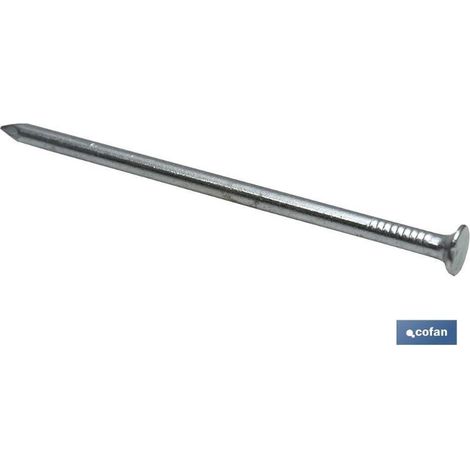 Pack 100 unidades punta acero cabeza plana zincado 3,4x80mm