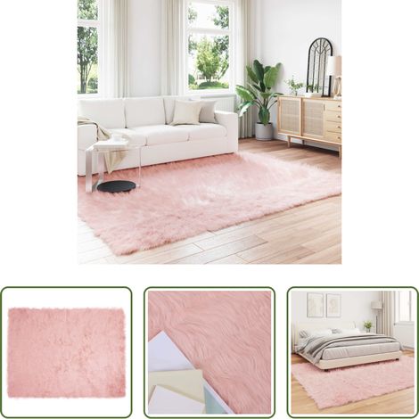 vidaXL Wohnzimmer Teppich -  Kunstschaffell Teppich Tafalla Rosa 240 x 340 cm Polyester