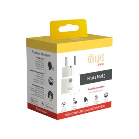 Prise connectée WiFi + Bluetooth Konyks Priska Max 4 FR 16A Blanc