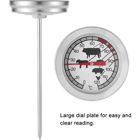 Thermomètre de cuisine en acier inoxydable pour barbecue, viande et lait, sonde de cuisson pour grillades et aliments (1/5)