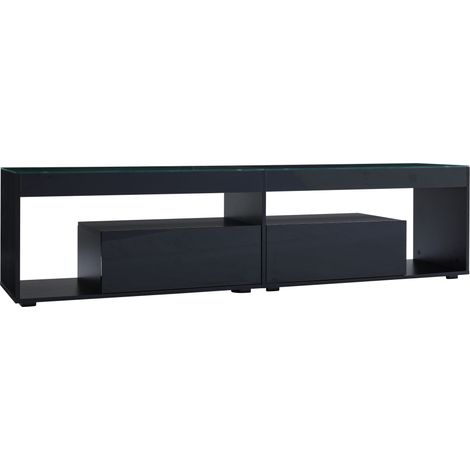 Mobile TV LED nero lucido per 70 pollici con 2 cassetti 180 x 40 x 46 cm (1/5)
