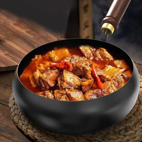 1 Marmite en fer forgé,avec couvercle,métal profond,cuisson wok,intérieur cuisine (1/5)