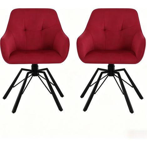 CHICFURN Sedia da pranzo girevole 57 x 82,5 x 54 cm velluto bordeaux, set da 2 (1/5)
