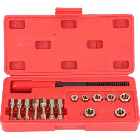 Kit d'outils de réparation de restauration de filetage métrique 15 pièces/ensemble avec 7 tarauds et lime 1 pièce pour voiture (1/5)