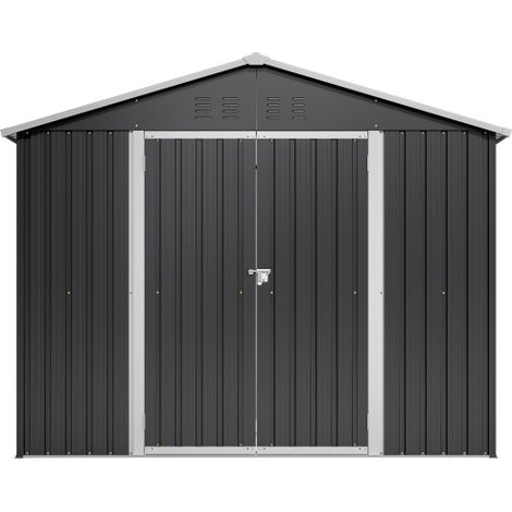 Metall Gartenhaus - Geräteschuppen Metall - Gartenschuppen Schwarz - 240x192x191 cm - Mit Schiebetür - Wetterfest - Abschließbar