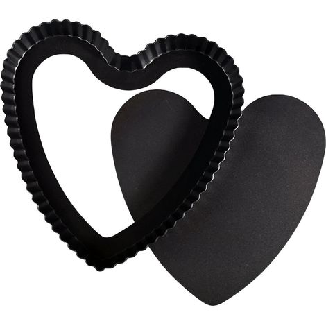 4 Moule à tarte, Acier au carbone, Fond amovible, Anti-adhésif, Bords cannelés, Pour pâtisserie maison (1/5)