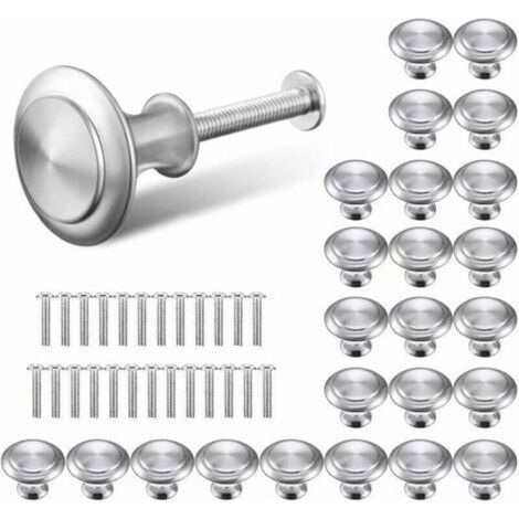 Silberne Schubladengriffe, runde Türknöpfe, silberne runde Schubladengriffe, 30 mm Möbelknöpfe, geeignet für Schränke, Kommoden und Küchen (25 Stück) (1/4)