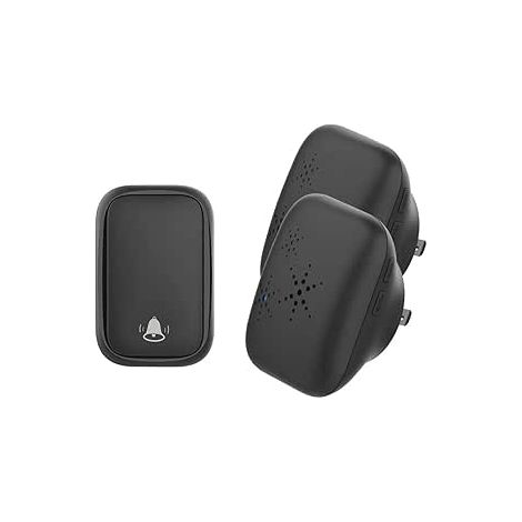 Sonnette Sans Fil Étanche Noire avec Prise EU, Carillon de Porte Autonome pour Extérieur, Maison et Jardin (1/4)